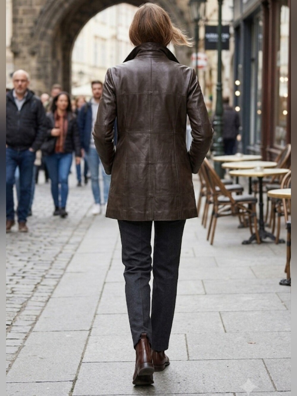 Vintage Danier Mid-length Leather Jacket Trench Coat w Pockets Sz S Dark Brown - Picture 3 of 16
